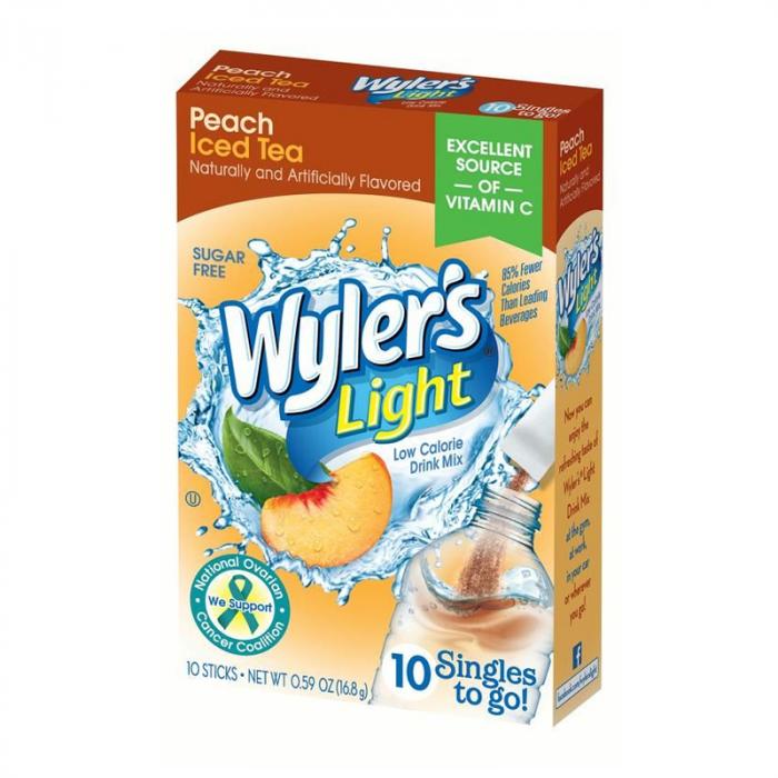 Wylers Light Peach Iced Tea Singles To Go 8 Pack | USA Drink Mix Sachets
