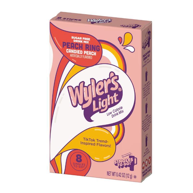 Wylers WaterTok Peach Ring Singles To Go 8 Pack | USA Drink Mix Sachets