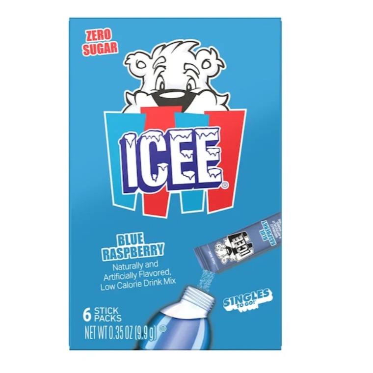 Icee Blue Raspberry Singles To Go 6 Pack | USA Drink Mix Sachets