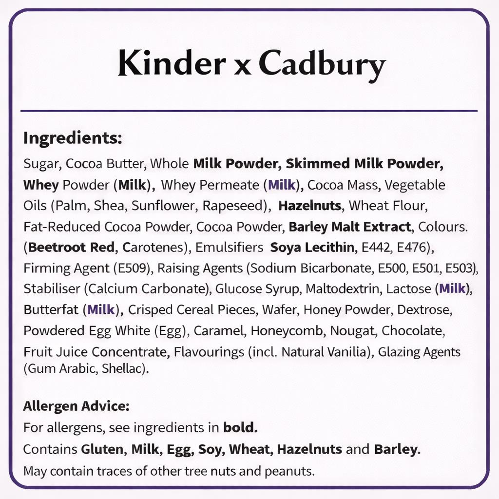 Kinder Bueno x Cadbury Small Postal Gift Box