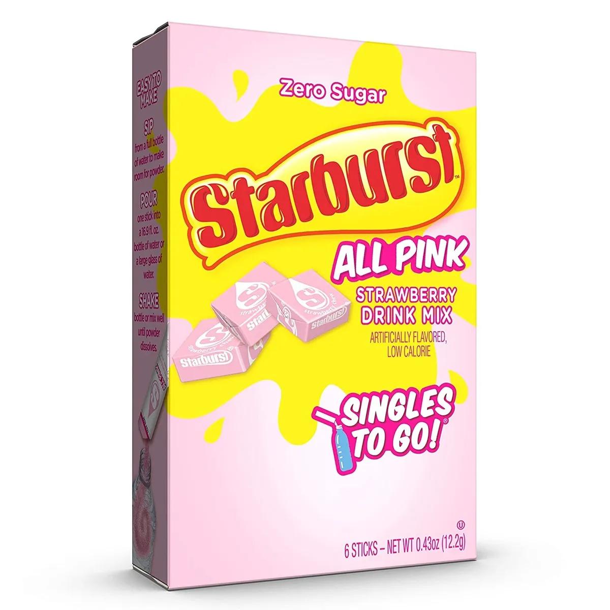 Starburst All Pink Strawberry Singles To Go 6 Pack | USA Drink Mix Sachets