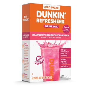 Dunkin' Refreshers Strawberry Dragonfruit Lemonade Singles To Go 10 Pack | USA Drink Mix Sachets