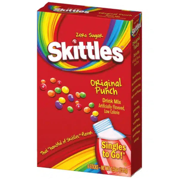 Skittles Original Punch Singles To Go 6 Pack | USA Drink Mix Sachets