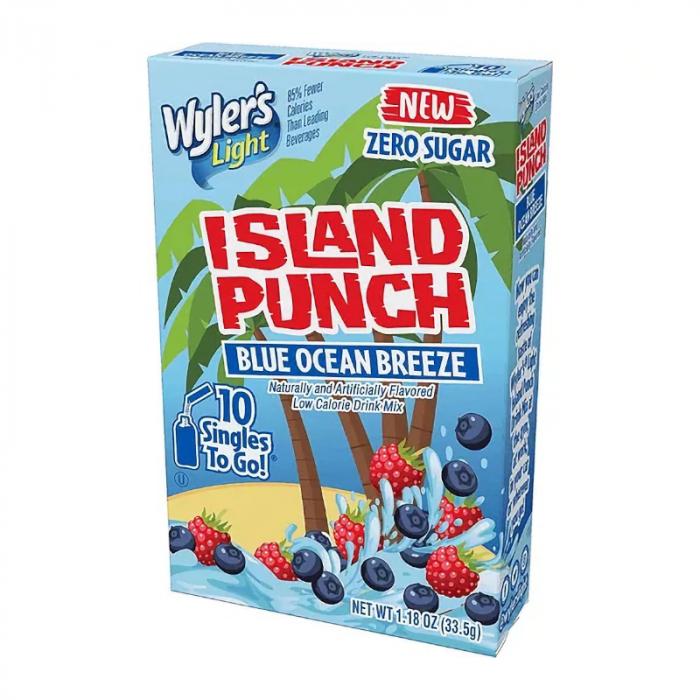 Wylers Island Punch Blue Ocean Breeze Singles To Go 10 Pack | USA Drink Mix Sachets