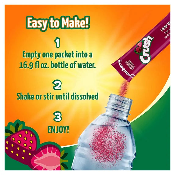 Crush Strawberry Singles To Go 6 Pack | USA Drink Mix Sachets