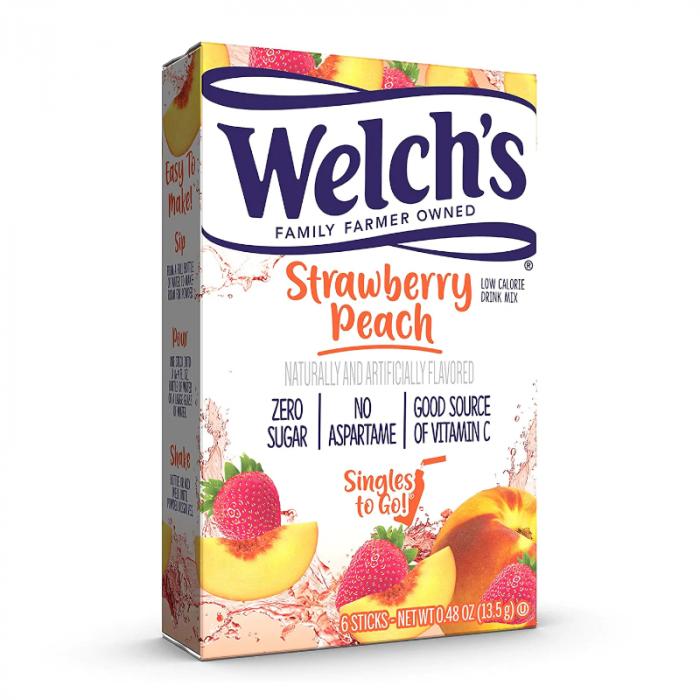 Welch's Strawberry Peach Singles To Go 6 Pack | USA Drink Mix Sachets
