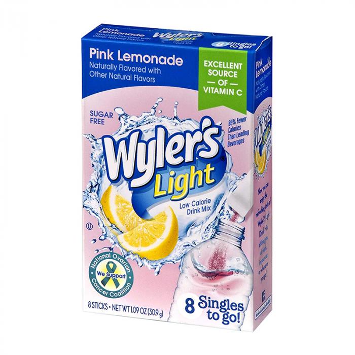 Wylers Light Pink Lemonade Singles To Go 8 Pack | USA Drink Mix Sachets
