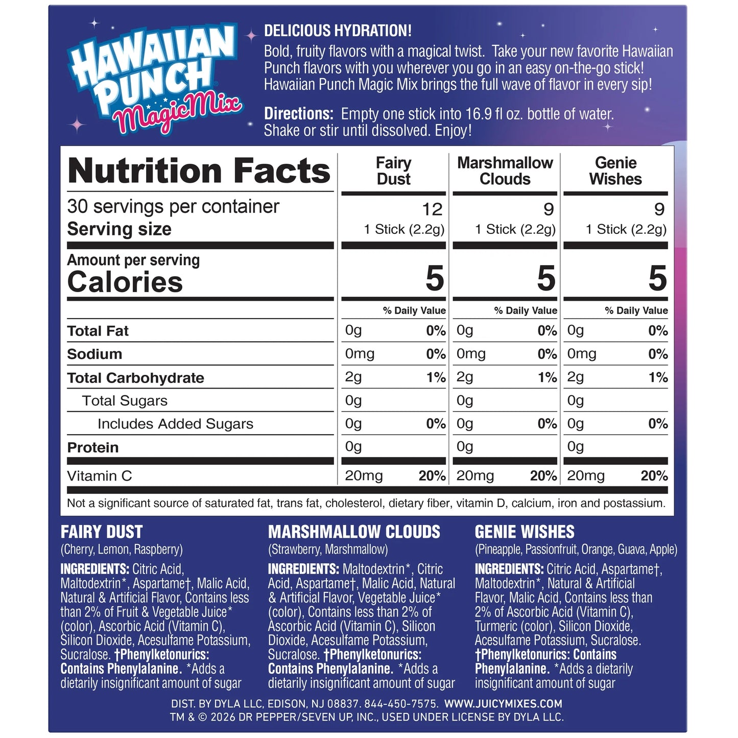 Hawaiian Punch Magic Mix Singles To Go 30 Pack | USA Drink Mix Sachets