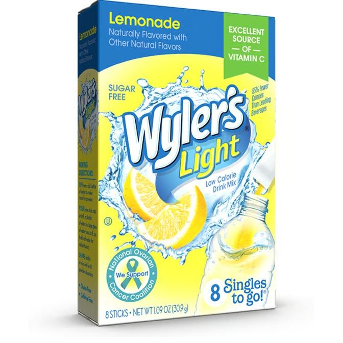 Wylers Light Lemonade Singles To Go 8 Pack | USA Drink Mix Sachets