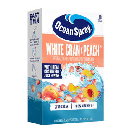 Ocean Spray White Cranberry Peach Singles To Go 10 Pack | USA Drink Mix Sachets
