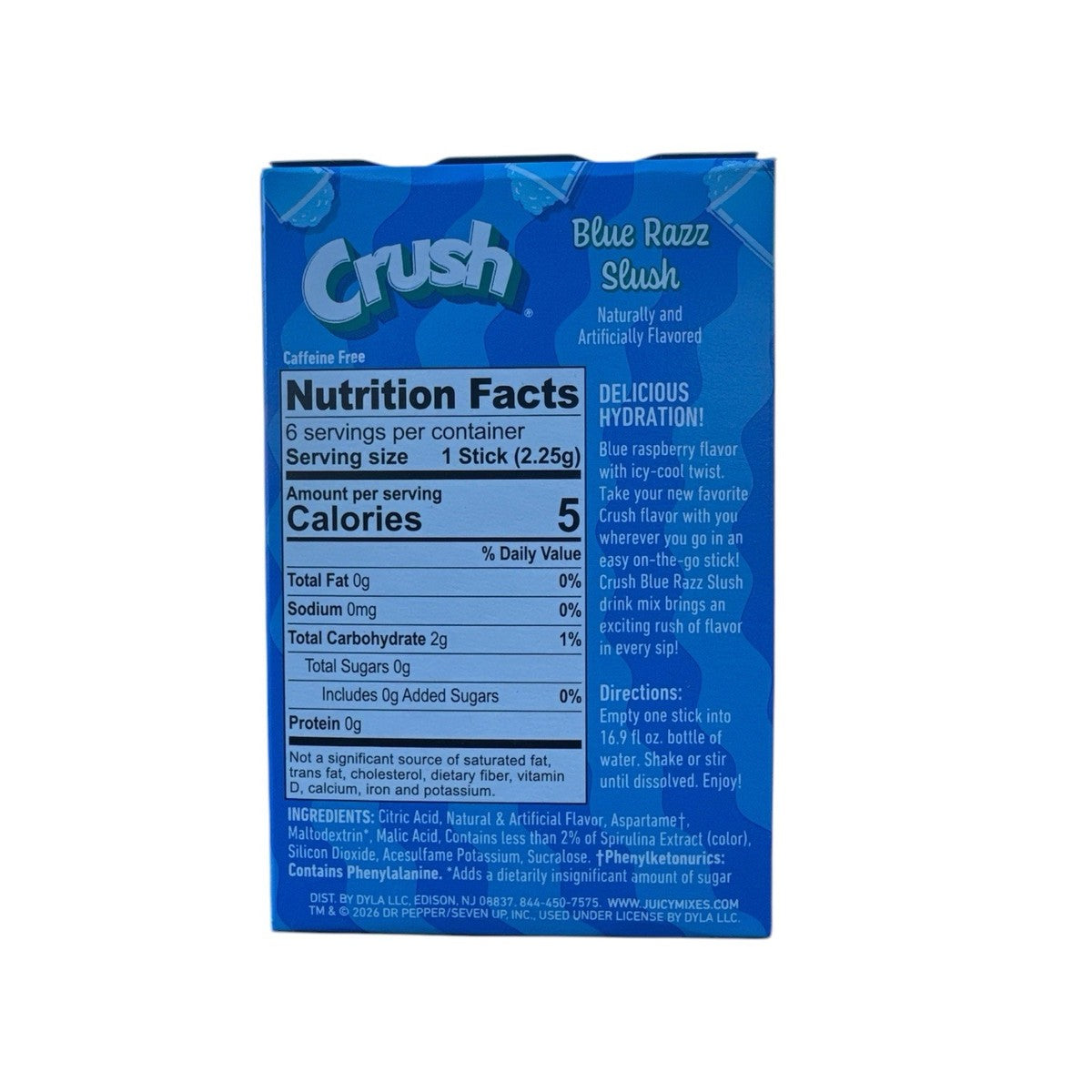 Crush 2 Pack Bundle - Pink Swirl Slush + Blue Razz Slush | USA Singles To Go Drink Mix