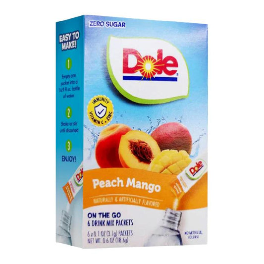 Dole Peach Mango Singles To Go 6 Pack | USA Drink Mix Sachets