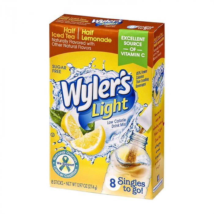 Wylers Light Half Lemonade Half Ice Tea Singles To Go 8 Pack | USA Drink Mix Sachets