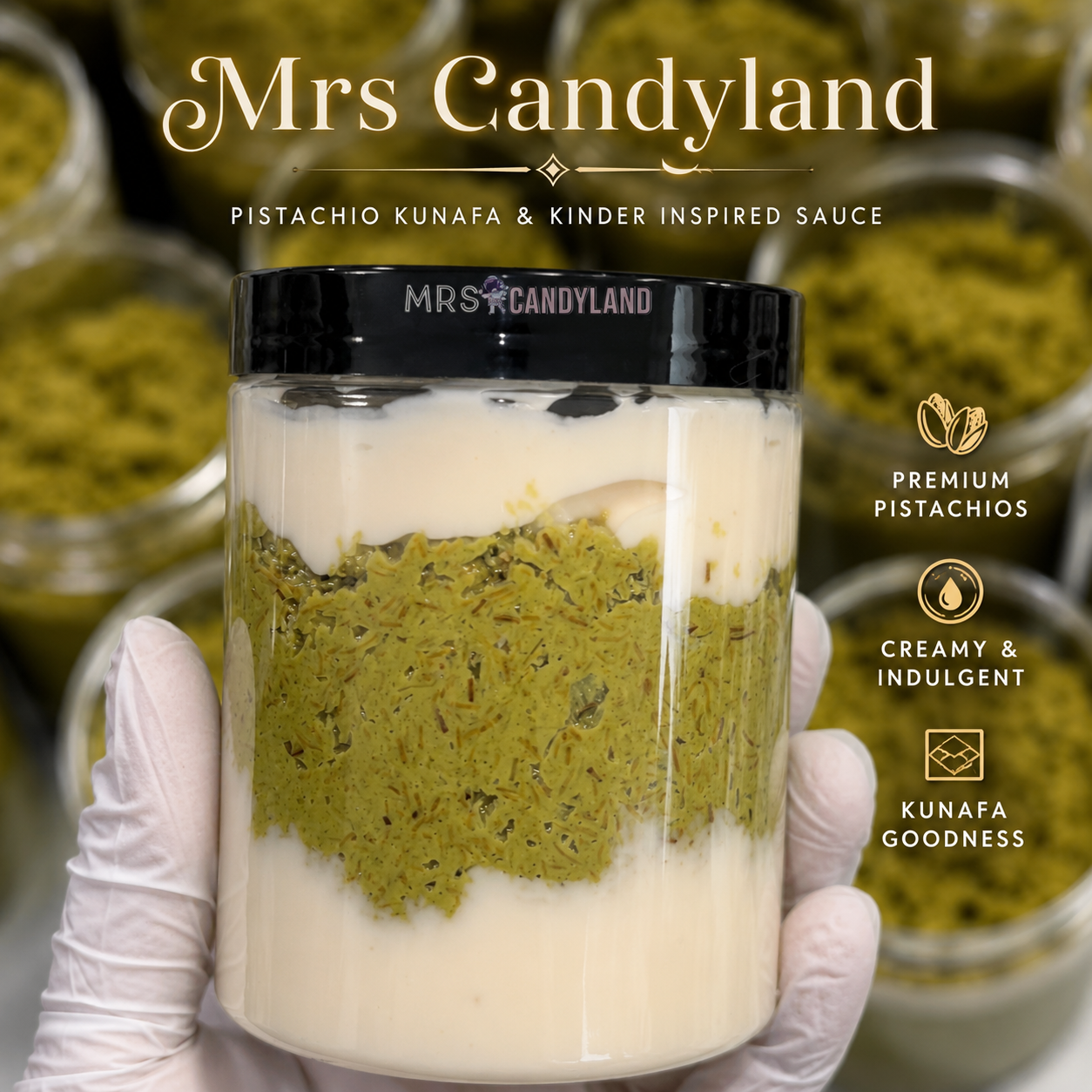 Double White Chocolate Pistachio Kunafa Jar 300g - Dubai Style