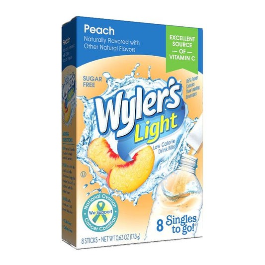 Wylers Light Peach Singles To Go 8 Pack | USA Drink Mix Sachets