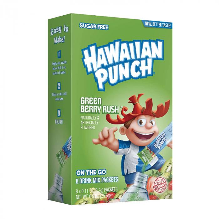 Hawaiian Punch Green Berry Rush Singles To Go 8 Pack | USA Drink Mix Sachets