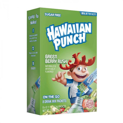 Hawaiian Punch Green Berry Rush Singles To Go 8 Pack | USA Drink Mix Sachets