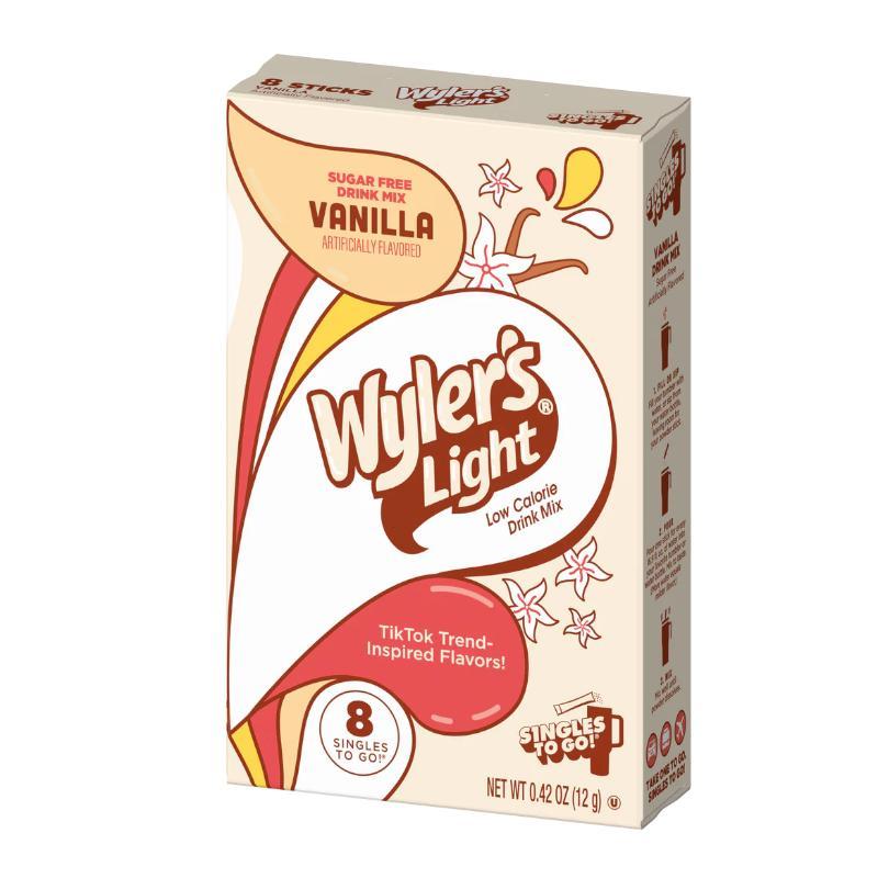 Wylers WaterTok Vanilla Singles To Go 8 Pack | USA Drink Mix Sachets