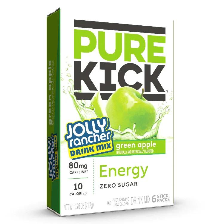 Pure Kick x Jolly Rancher Green Apple Singles To Go 6 Pack | USA Drink Mix Sachets