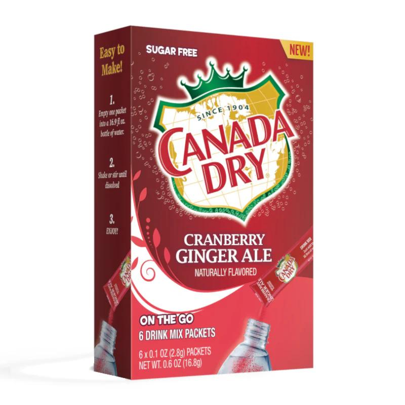 Canada Dry Cranberry Ginger Ale Singles To Go 6 Pack | USA Drink Mix Sachets