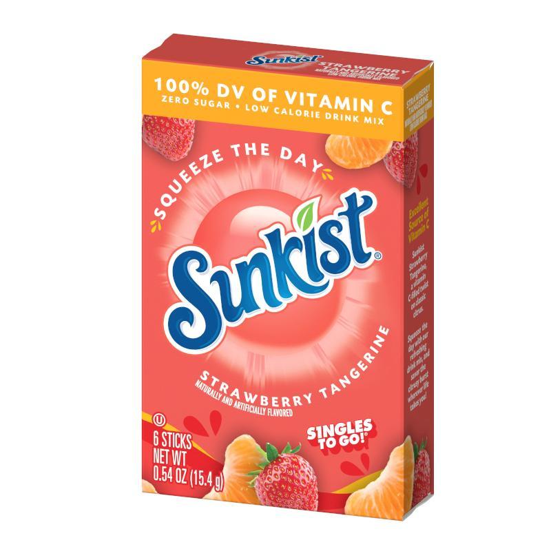 Sunkist Strawberry Tangerine Singles To Go 6 Pack | USA Drink Mix Sachets
