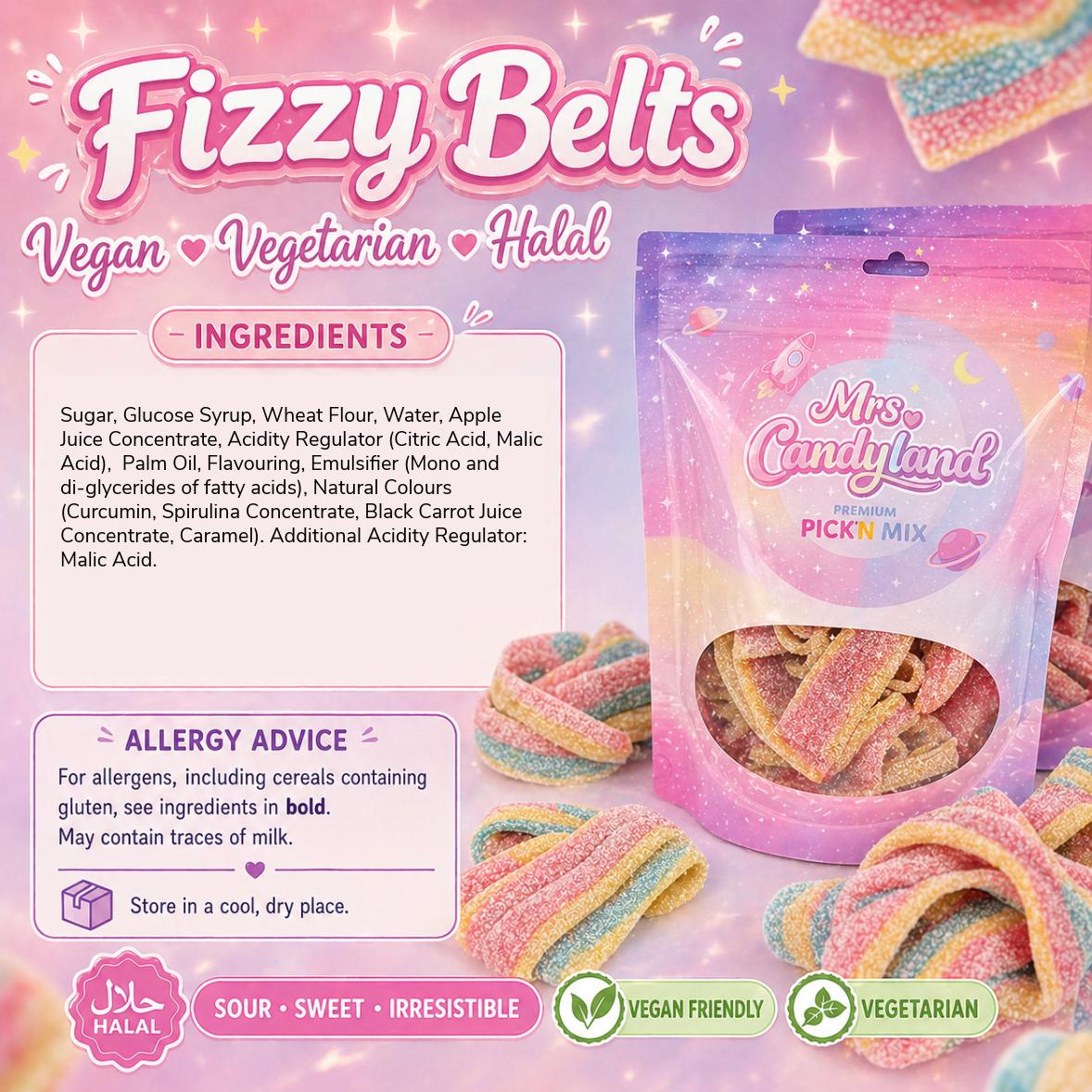 Sour Fizzy Belts - 300g Bag