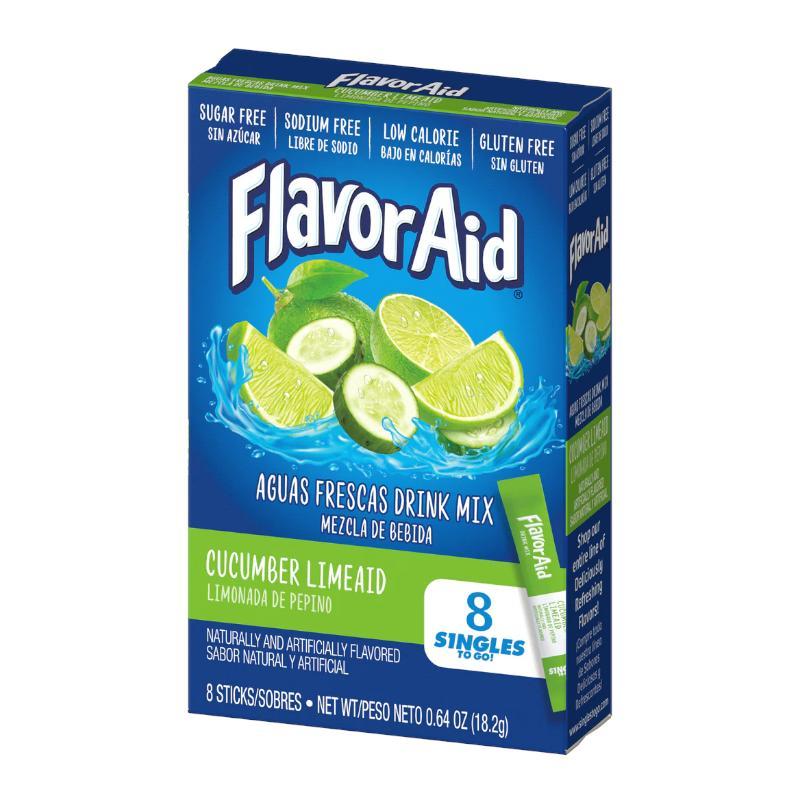 FlavourAid Aguas Frescas Cucumber Limeaid Singles To Go 8 Pack | USA Drink Mix Sachets