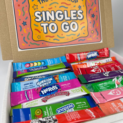 The Gift Drop Singles To Go Postal Gift Box | 30 Individual Sachets | American Drink Mix Variety Pack