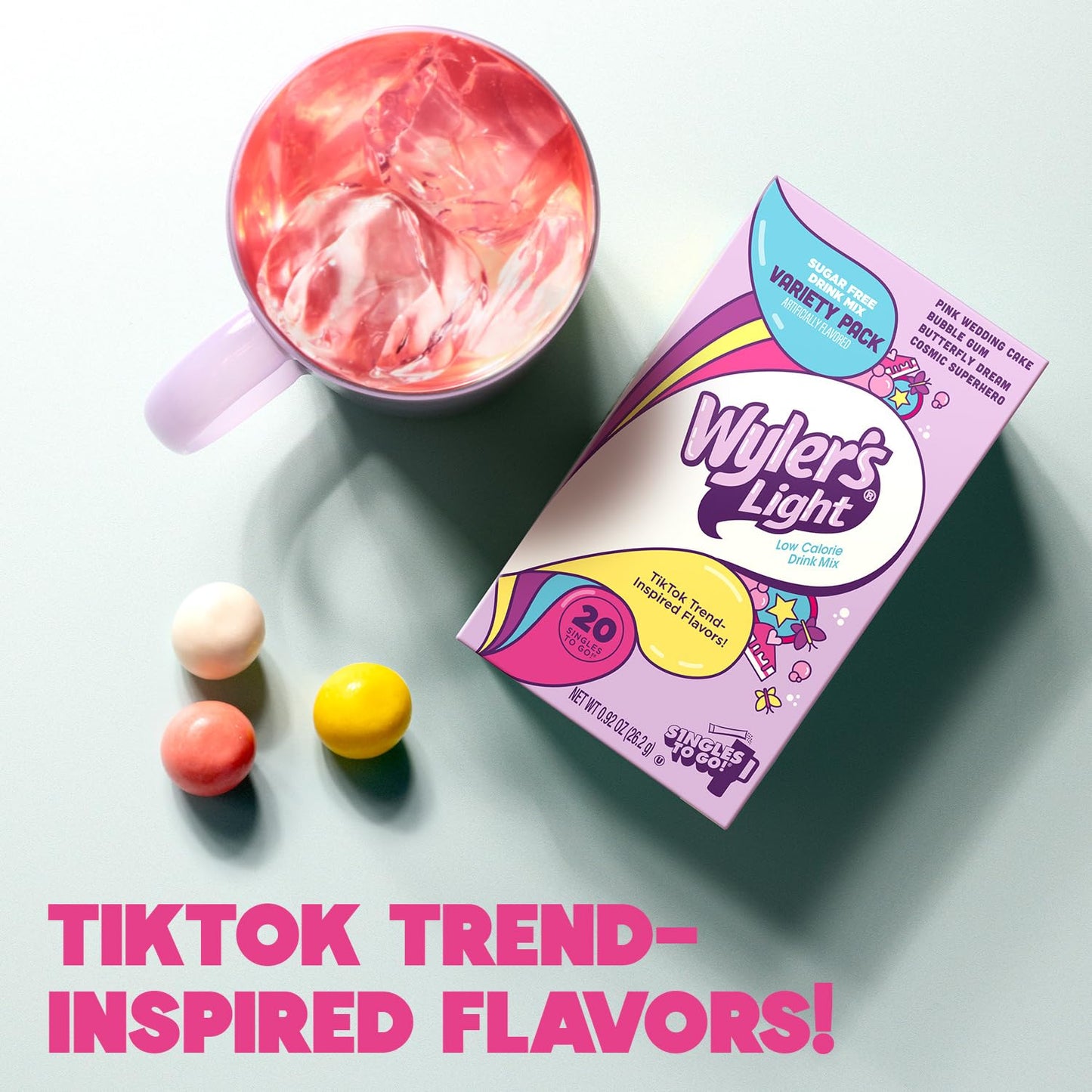 Wylers WaterTok V1 Fun Flavours Singles To Go 30 Pack | USA Drink Mix Sachets