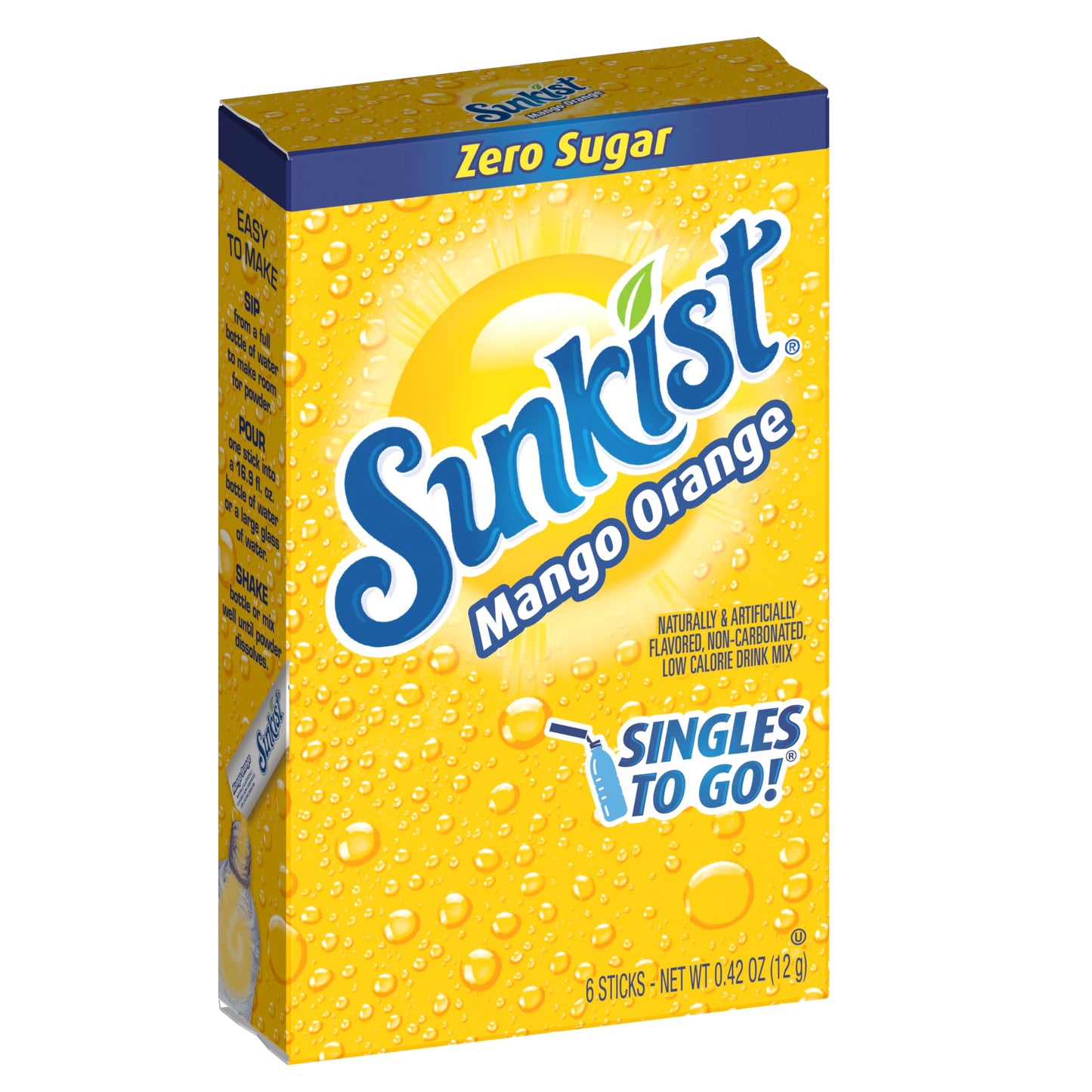 Sunkist Mango Orange Singles To Go 6 Pack | USA Drink Mix Sachets
