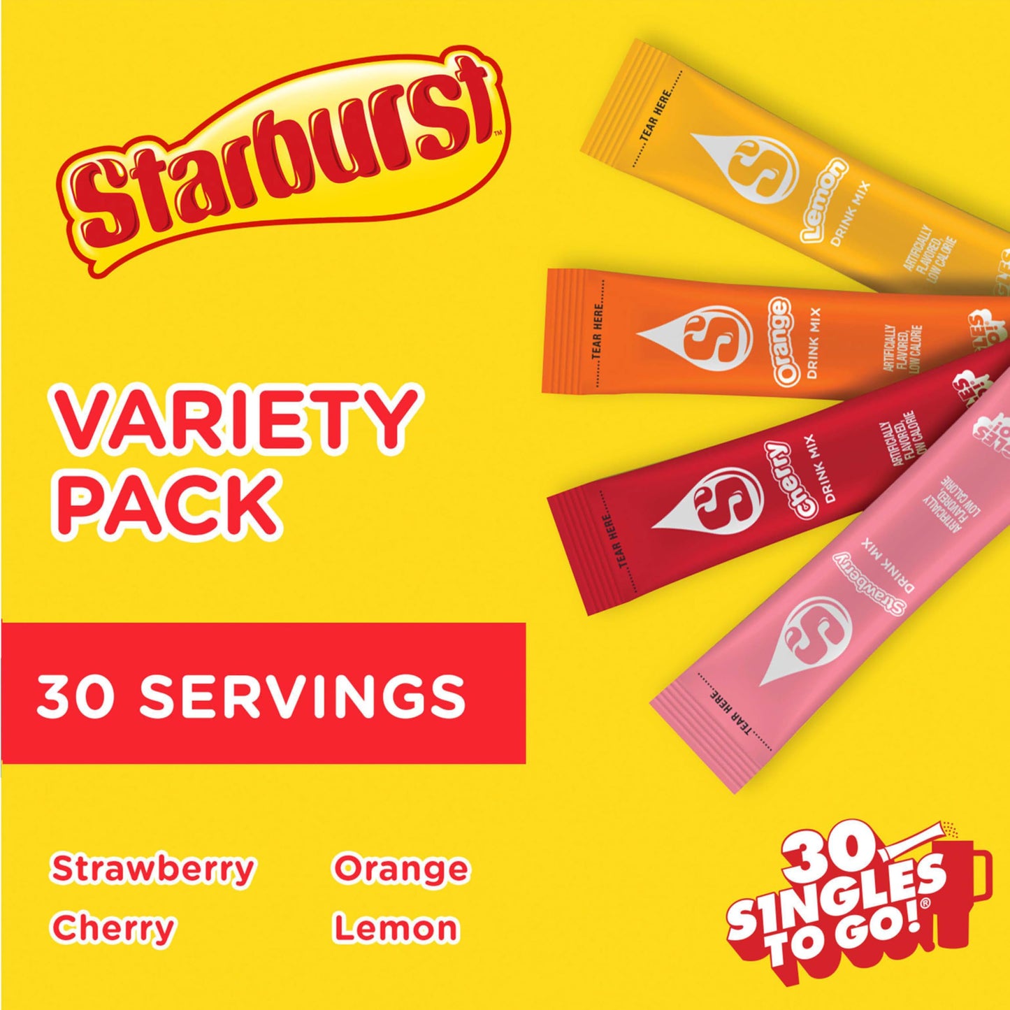 Starburst Singles To Go 30 Pack | USA Drink Mix Sachets