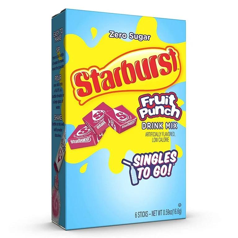 Starburst Fruit Punch Singles To Go 6 Pack | USA Drink Mix Sachets