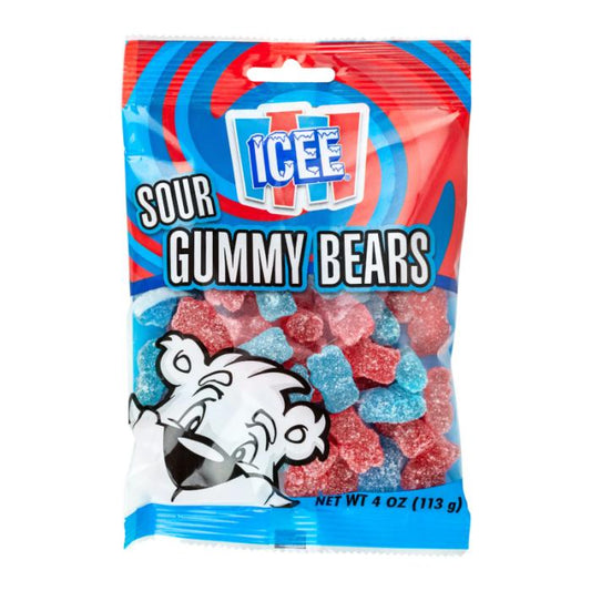 Icee Sour Gummy Bears 113g Peg Bag - Candy Sweets Slushy Candies Chewy Snack Bonbon Tangy