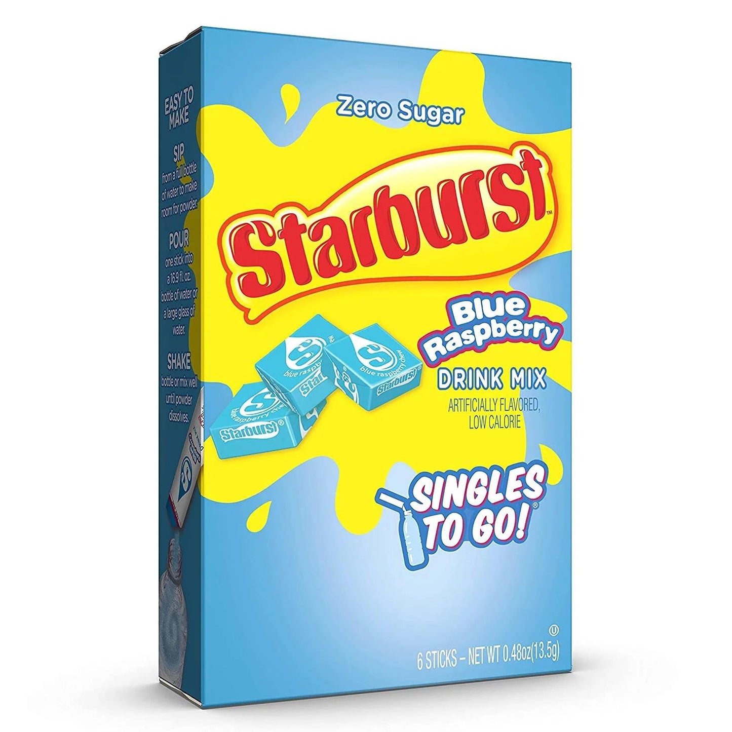 Starburst Blue Raspberry Singles To Go 6 Pack | USA Drink Mix Sachets