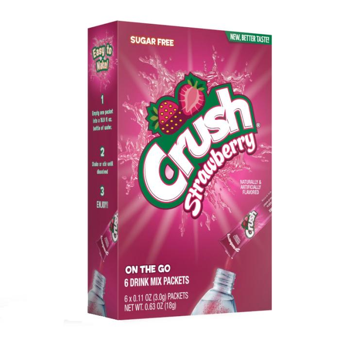 Crush Strawberry Singles To Go 6 Pack | USA Drink Mix Sachets