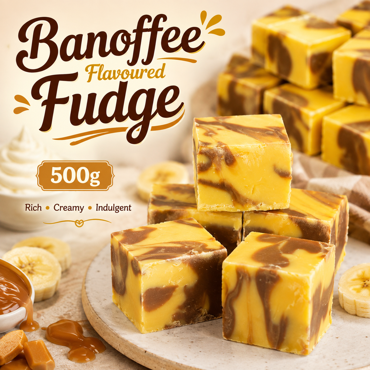 Banoffee Fudge 500g Bag | Mrs Candyland Fudge