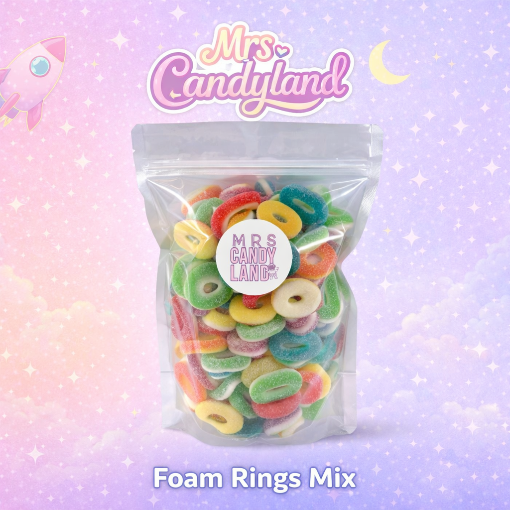 Foam Rings Mix - Halal - 500g or 1kg - Pick N Mix - Mrs Candyland