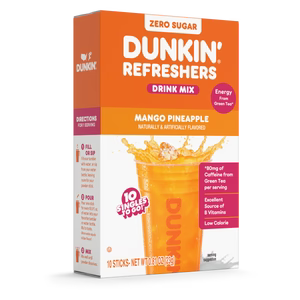 Dunkin' Refreshers Mango Pineapple Singles To Go 10 Pack | USA Drink Mix Sachets