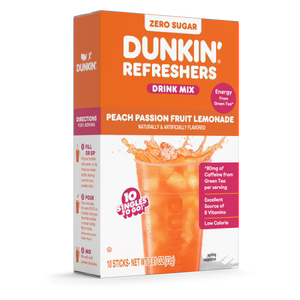 Dunkin' Refreshers Peach Passionfruit Lemonade Singles To Go 10 Pack | USA Drink Mix Sachets