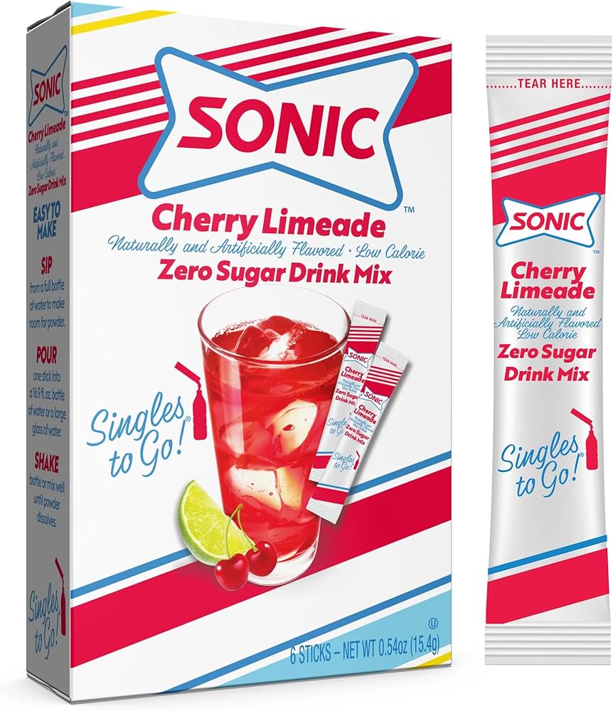 Sonic Cherry Limeade Singles To Go 6 Pack | USA Drink Mix Sachets