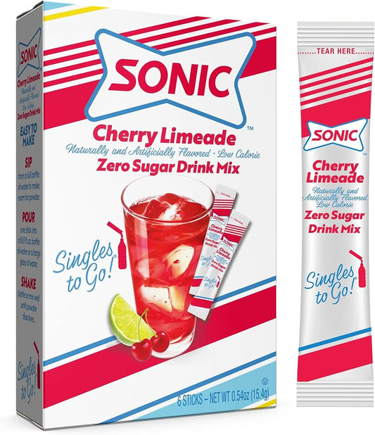 Sonic Cherry Limeade Singles To Go 6 Pack | USA Drink Mix Sachets