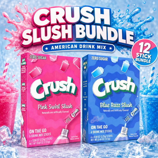 Crush 2 Pack Bundle - Pink Swirl Slush + Blue Razz Slush | USA Singles To Go Drink Mix