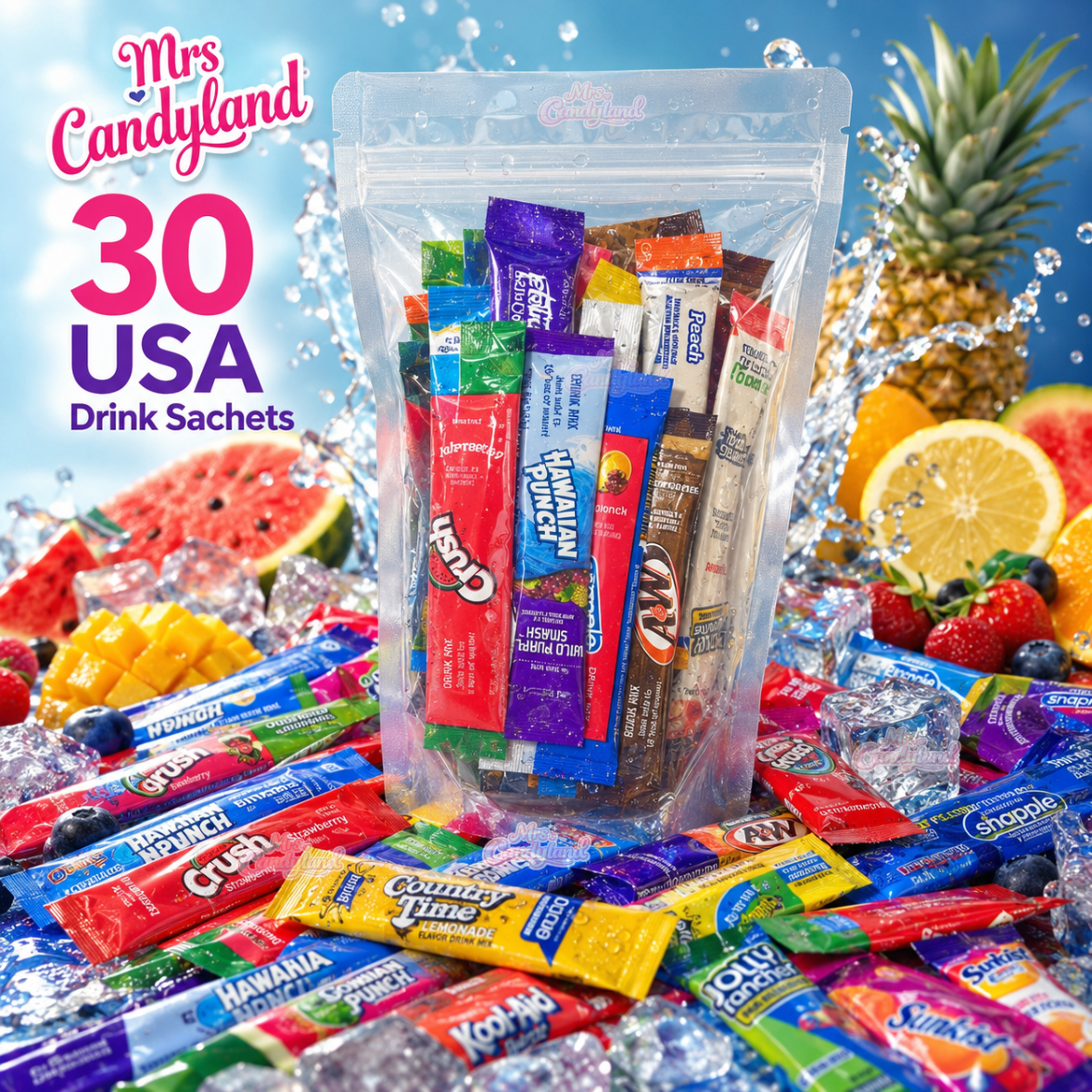 USA Singles To Go Drink Mix Pouch | 30 Individual Sachets | American Drink Mix Variety Pack