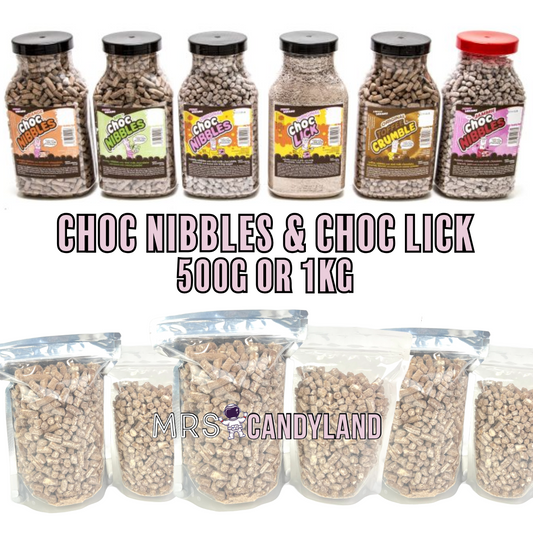 Choc Nibbles & Choc Lick | Multiple Flavour Chocolate Bags | 8 flavours | Retro UK | Sweet Dreams |