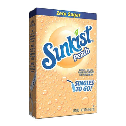 Sunkist Peach Singles To Go 6 Pack | USA Drink Mix Sachets