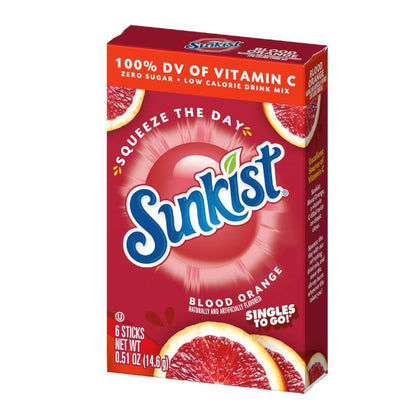 Sunkist Blood Orange Singles To Go 6 Pack | USA Drink Mix Sachets