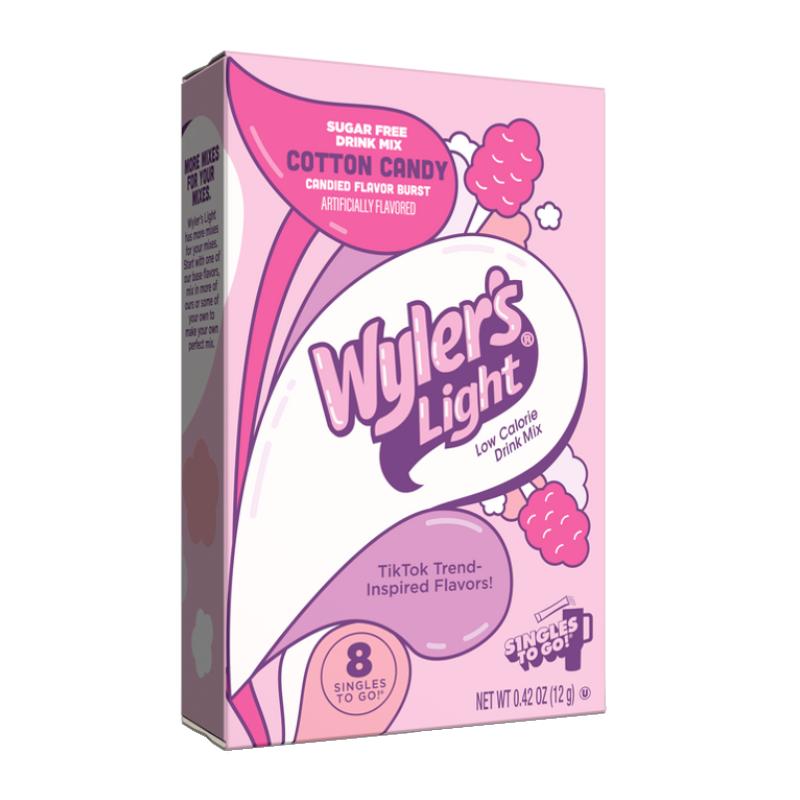 Wylers WaterTok Cotton Candy Singles To Go 8 Pack | USA Drink Mix Sachets