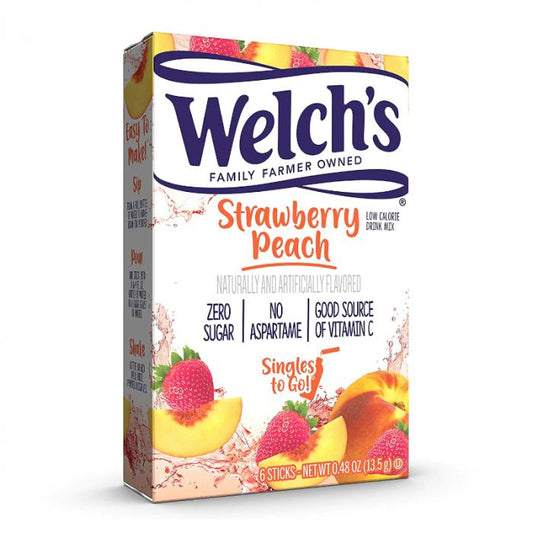Welch's Strawberry Peach Singles To Go 6 Pack | USA Drink Mix Sachets