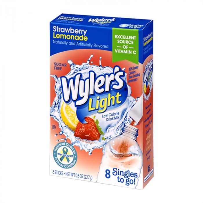 Wylers Light Strawberry Lemonade Singles To Go 8 Pack | USA Drink Mix Sachets