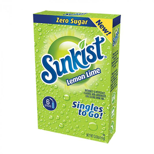 Sunkist Lemon Lime Singles To Go 6 Pack | USA Drink Mix Sachets